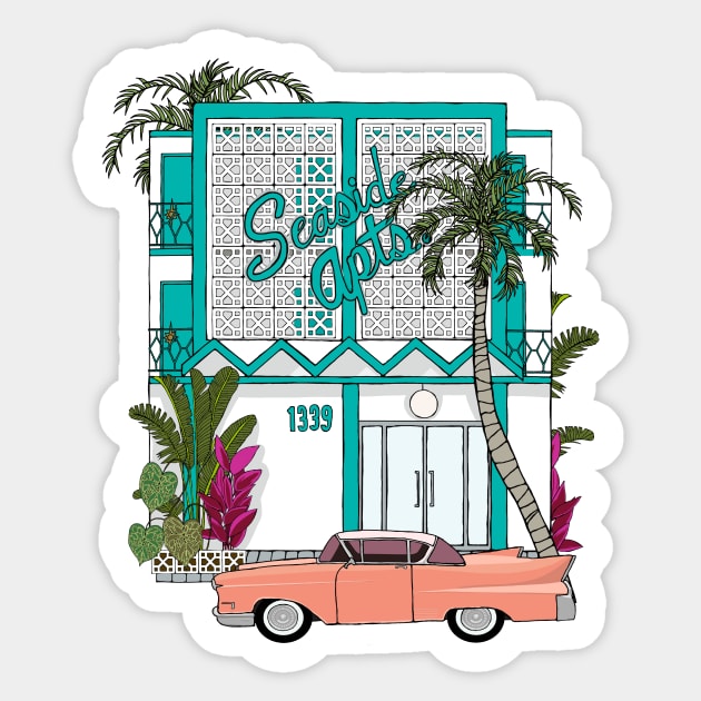 Seaside Breeze Block Apartments with Plants Sticker by jenblove